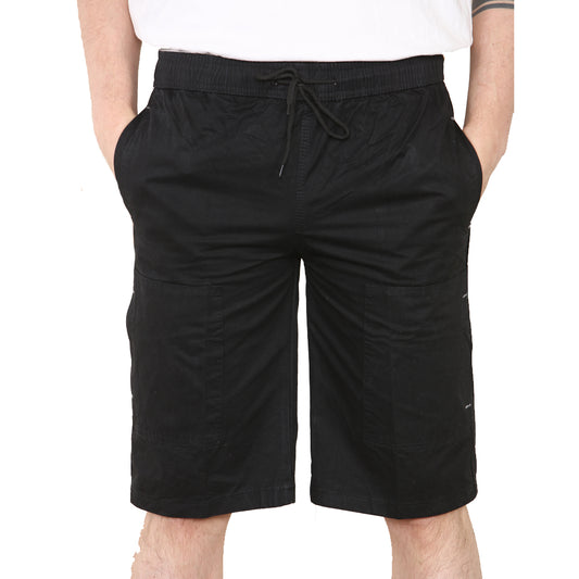 Cargo Shorts With Drawstring Waist - Style 32 - Black