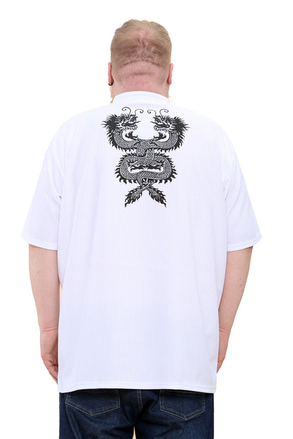 Big size dragon print t-shirt with revere collar - Brooklyndirect