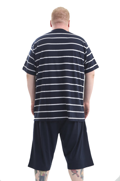 Big Size Pyjamas - Grey/Navy Stripe - Brooklyndirect