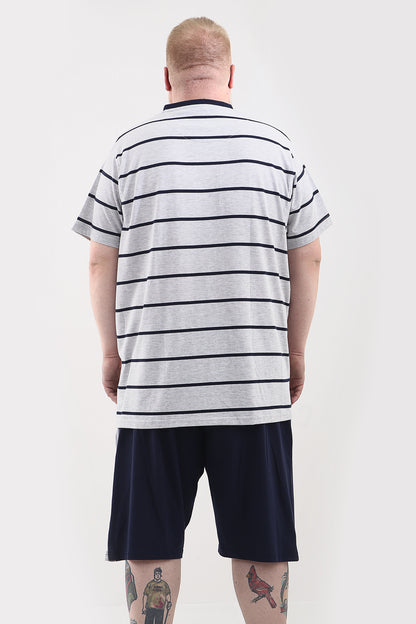 Big Size Pyjamas - Grey/Navy Stripe