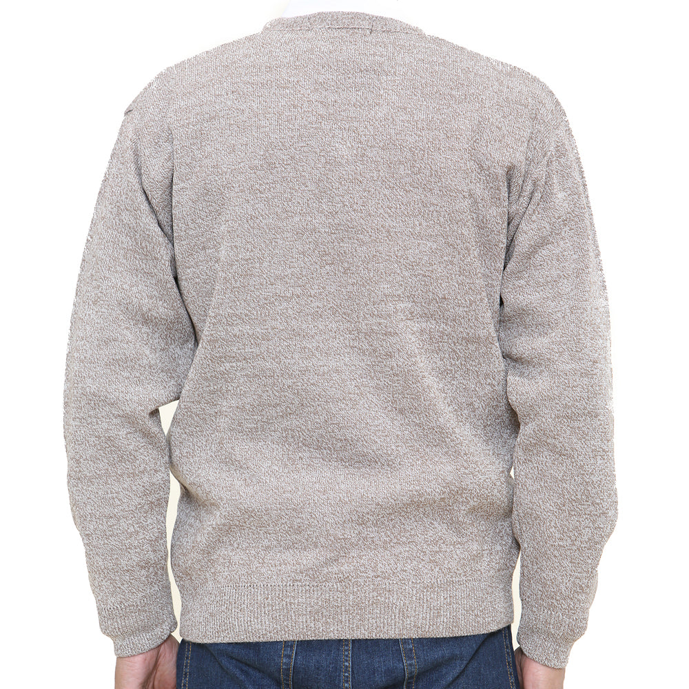 mens classic style v-neck jumpers in marl colours long sleeve - beige