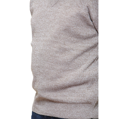 mens classic style v-neck jumpers in marl colours long sleeve - beige