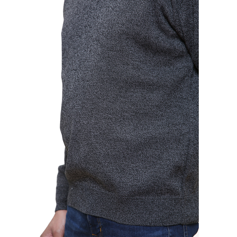 mens classic style v-neck jumpers in marl colours long sleeve - black