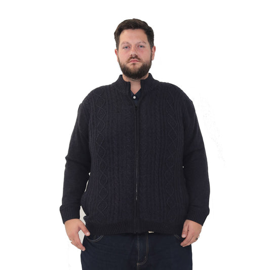 Big Size Nordic Fleece Cardigan - Style 15 - Navy
