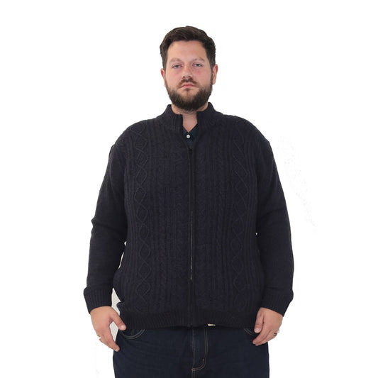 Big Size Nordic Fleece Cardigan - Style 15 - Navy - Brooklyndirect