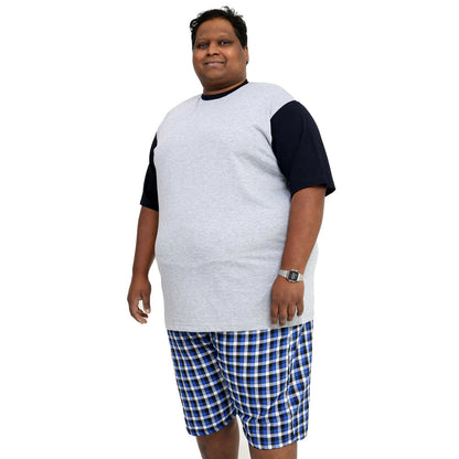Big Size Pyjamas - Grey / Blue check - Brooklyndirect