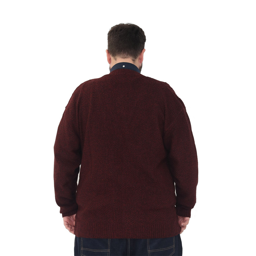 mens big size button up cardigan long sleeve 3xl 4xl 5xl 6xl jumper 'Rambler' - Burgundy