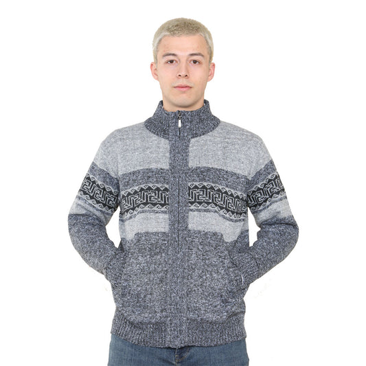 'Stornoway' Full ZIP Fleece Lined Cardigan - Charcoal
