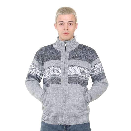 'Stornoway' Full ZIP Fleece Lined Cardigan - Silver