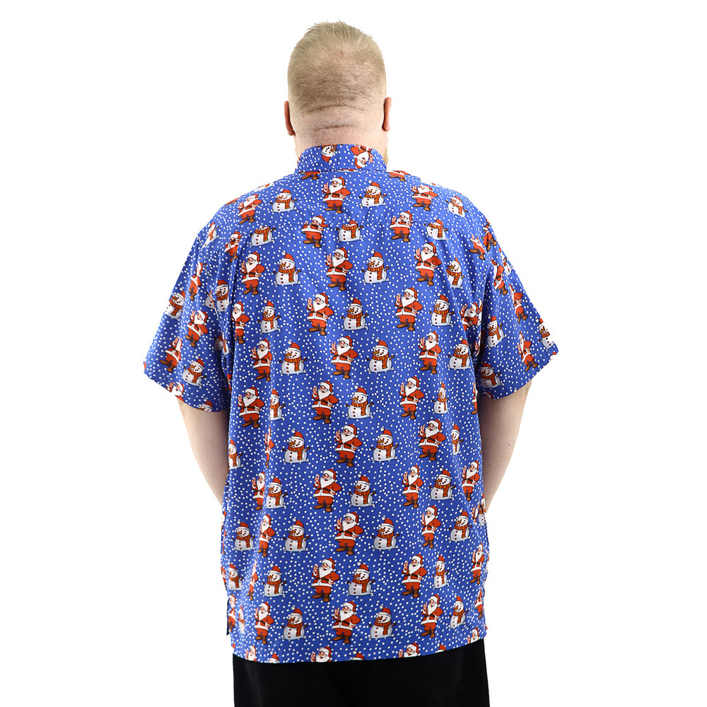 Big Size Christmas Shirt - Thumbs Up Santa Blue - Brooklyndirect