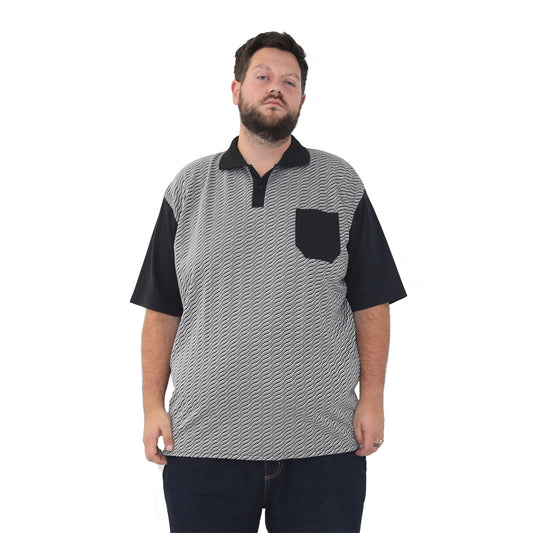 big size polo shirt with wave print button collar short sleeve 2XL 3XL 4XL 5XL 6XL 