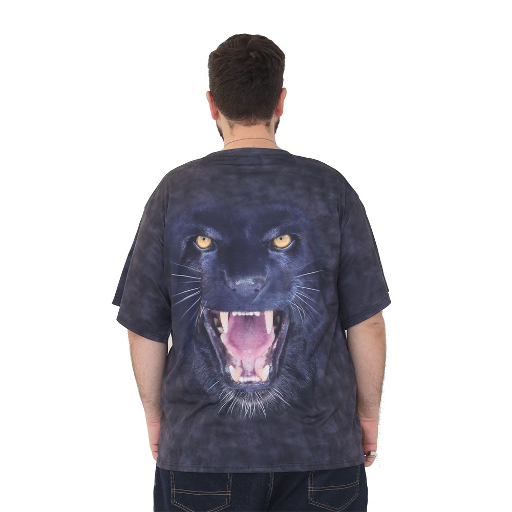 big size graphic print t-shirt short sleeve top in 2xl 3xl 4xl 5xl 6xl - panther print