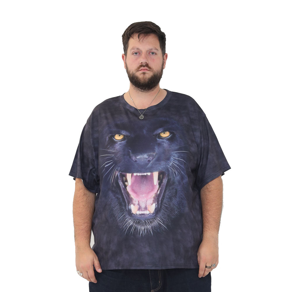 big size graphic print t-shirt short sleeve top in 2xl 3xl 4xl 5xl 6xl - panther print