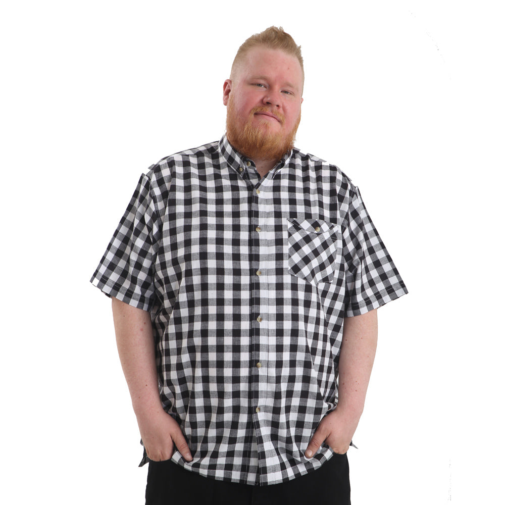 Big Size Checkered Shirt In Black/White - Brooklyn Direct UK 2XL-8XL