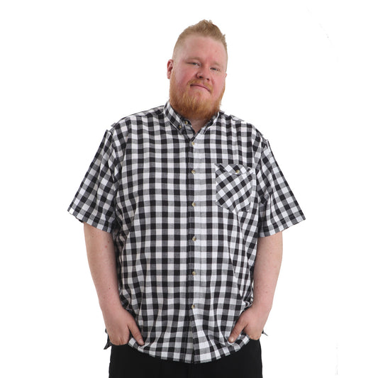 Big Size Checkered Shirt In Black/White - Brooklyn Direct UK 2XL-8XL