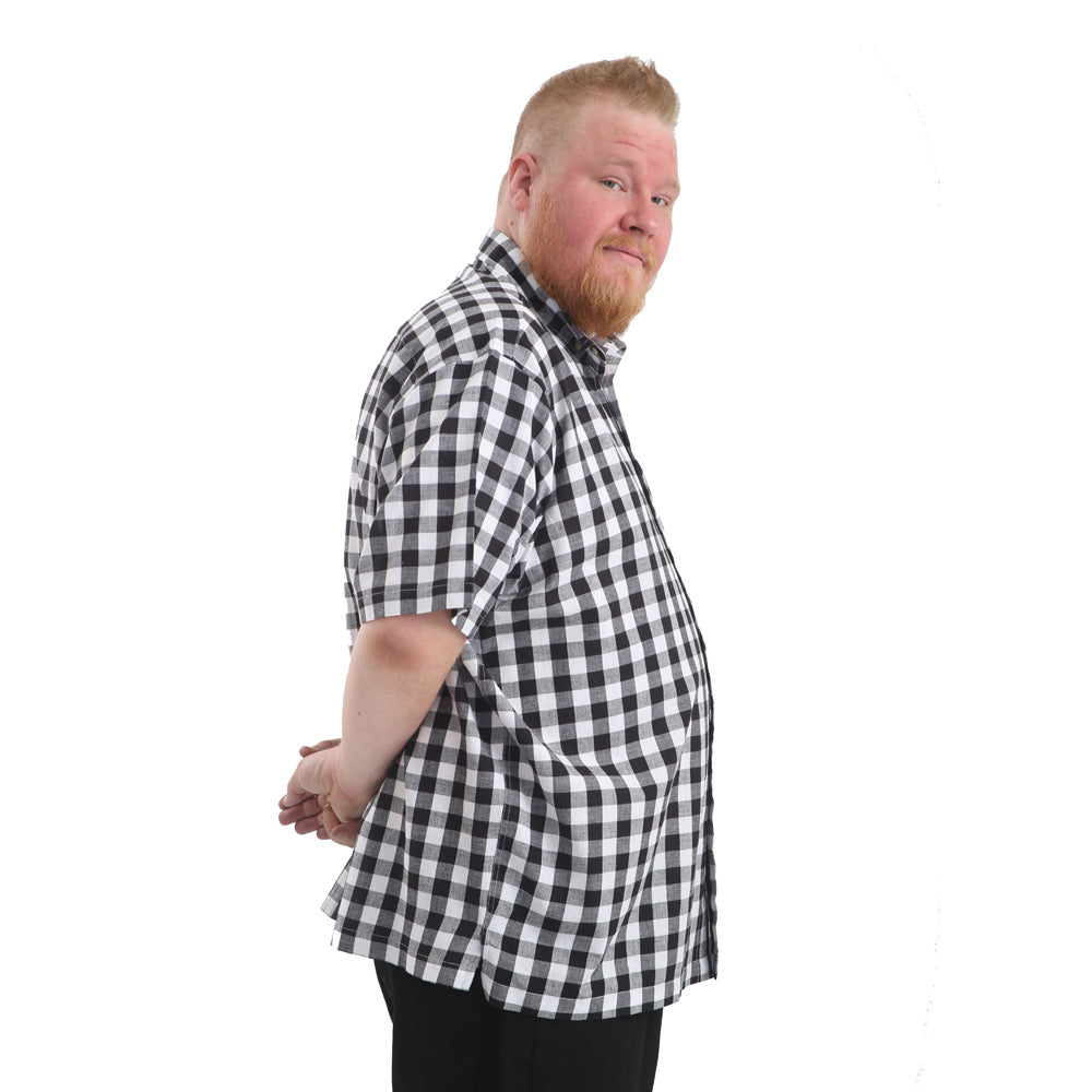 Big Size Checkered Shirt In Black/White - Brooklyn Direct UK 2XL-8XL