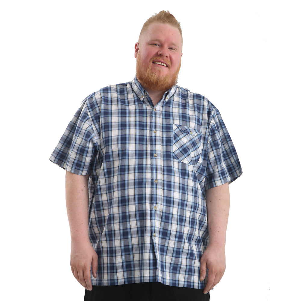 Big Size Checkered Shirt In Blue - Brooklyn Direct UK 2XL-8XL