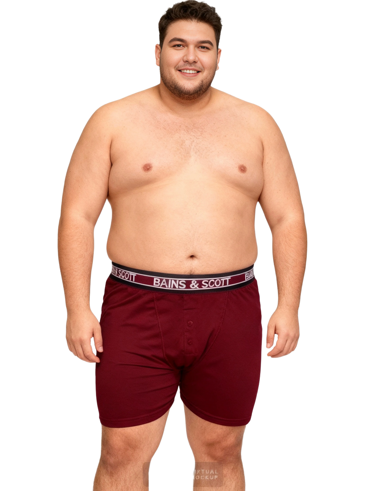 Big size boxer shorts with button fly Burgundy/Olive/Charcoal (Pack of 3)