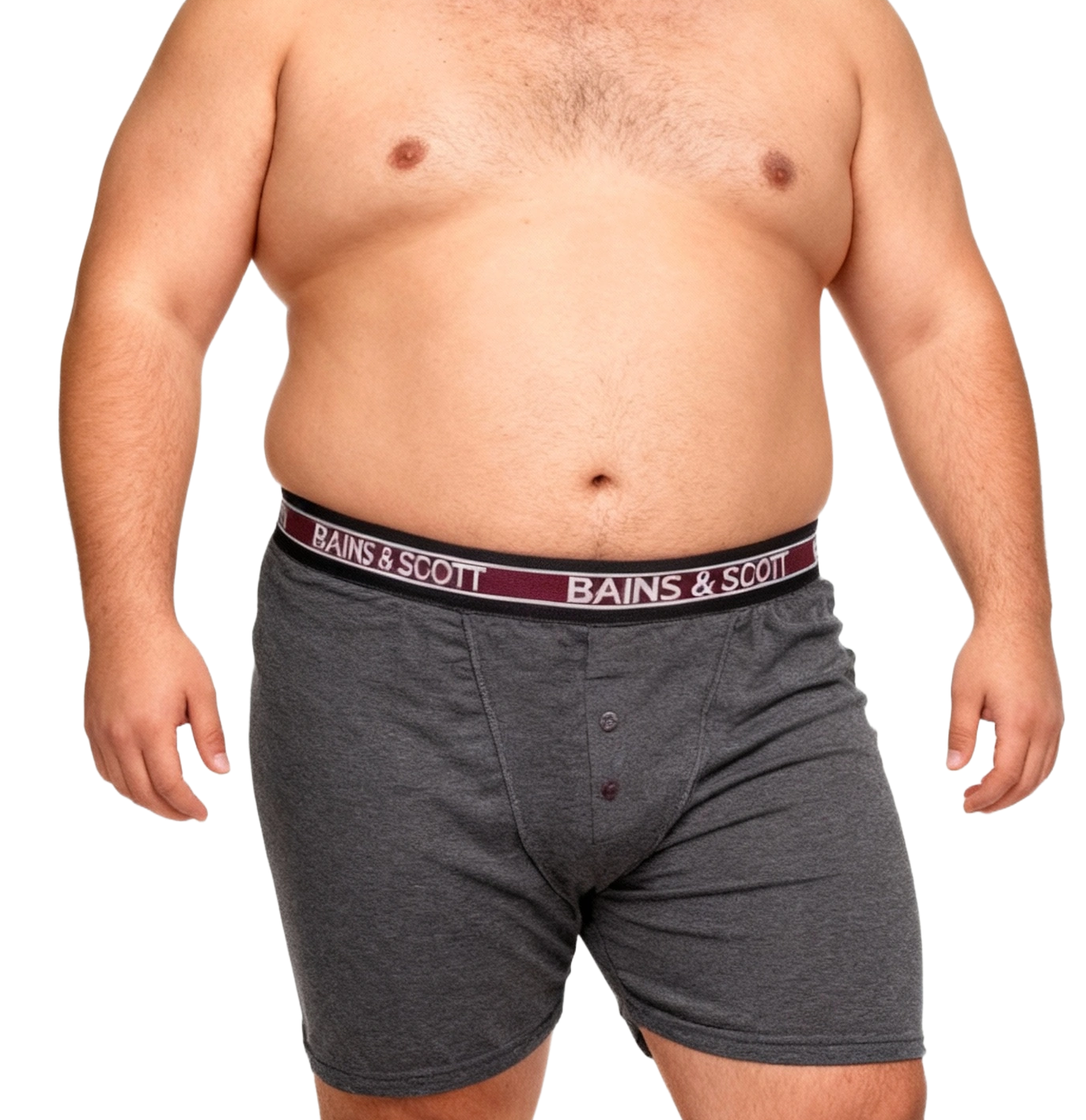 Big size boxer shorts with button fly Burgundy/Olive/Charcoal (Pack of 3)