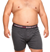 Big size boxer shorts with button fly Burgundy/Olive/Charcoal (Pack of 3)