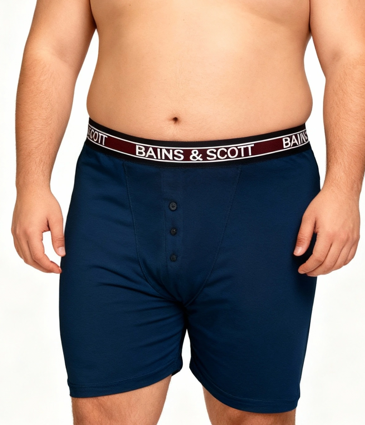 Big size boxer shorts with button fly Black/Navy (Pack of 3)