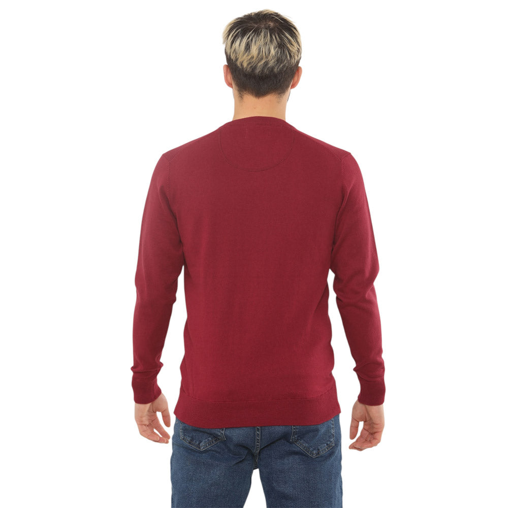 Lightweight Stretch V-Neck Sweater - Burgundy - Brooklyndirect