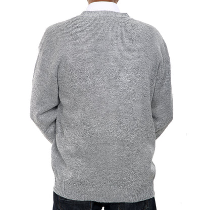 Mens Classic Style Button Cardigan With Diamond Print In Grey - Brooklyn Direct UK