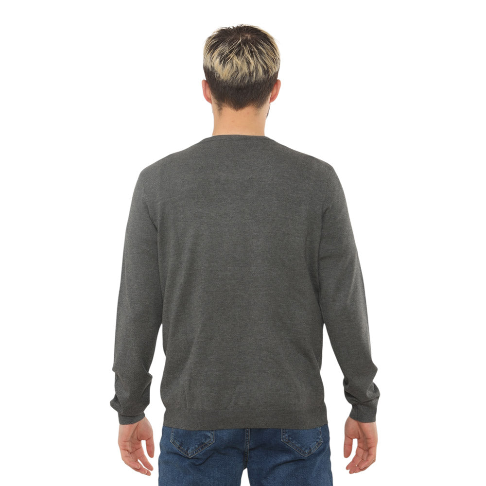 Lightweight Stretch V-Neck Sweater - Charcoal - Brooklyndirect