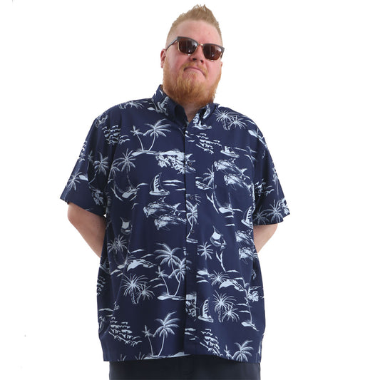 Mens Big Size Hawaiian Shirt Dolphin Blue - Brooklyn Direct UK