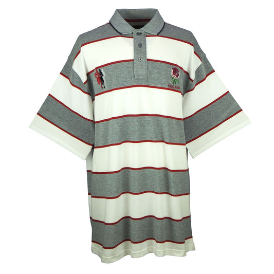 Big Size England Rugby Polo Shirt Striped Design - ENG 002 (2XL)
