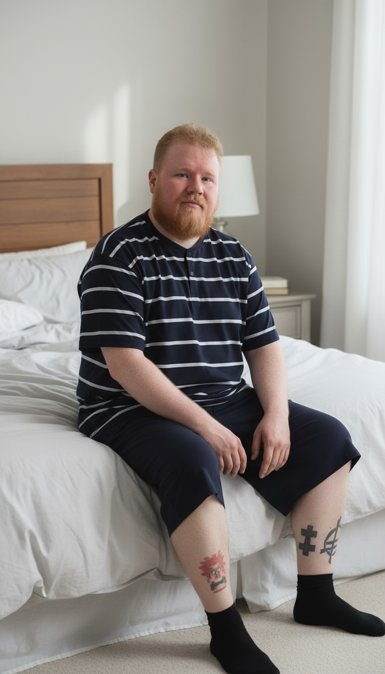 Big Size Pyjamas - Grey/Navy Stripe - Brooklyndirect
