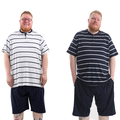Big Size Pyjamas - Grey/Navy Stripe - Brooklyndirect