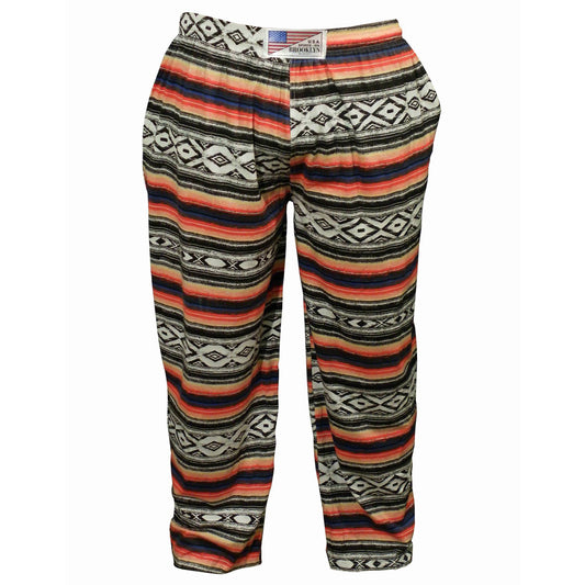 Baggy Lounge Pants With Elastic Waist - Aztec Multi