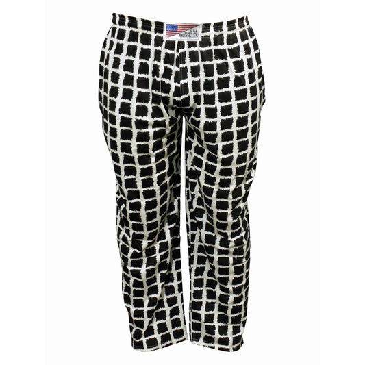 Baggy Lounge Pants With Elastic Waist - Black/White Square