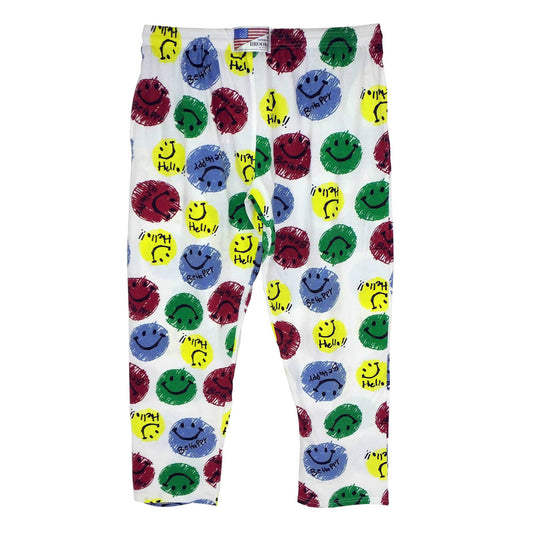 Baggy Lounge Pants With Elastic Waist - Smiley Bright - Brooklyndirect