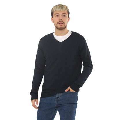 Lightweight Stretch V-Neck Sweater - Navy - Brooklyndirect