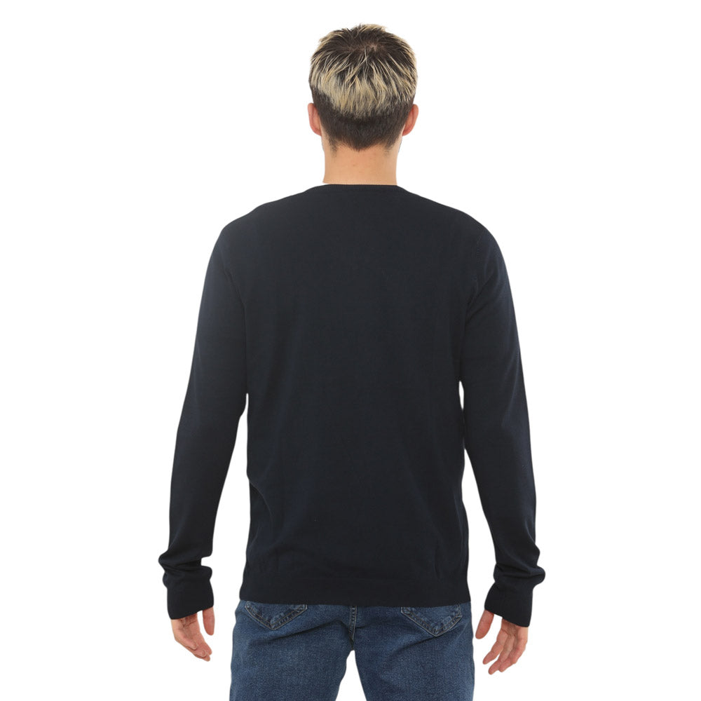 Lightweight Stretch V-Neck Sweater - Navy - Brooklyndirect