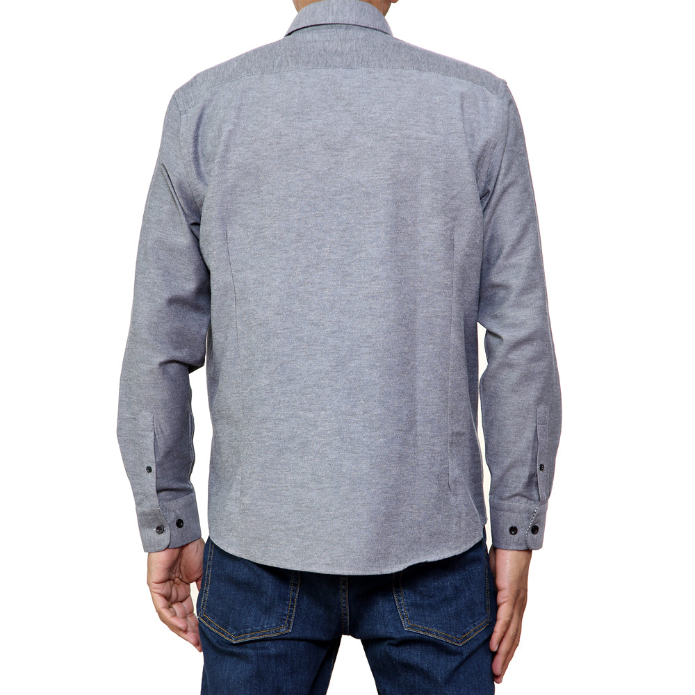 Mens Long Sleeve Button Down Oxford Shirt In Black - Brooklyn Direct UK