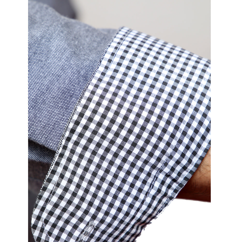 Mens Long Sleeve Button Down Oxford Shirt In Black - Brooklyn Direct UK