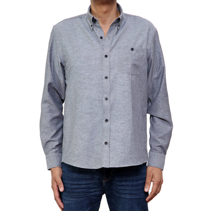 Mens Long Sleeve Button Down Oxford Shirt In Black - Brooklyn Direct UK
