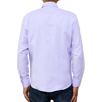 Mens Long Sleeve Button Down Oxford Shirt In Lilac - Brooklyn Direct UK