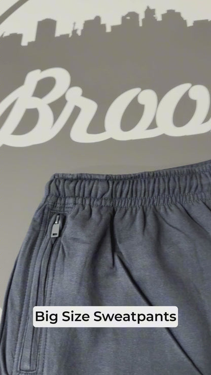 Big Size Jogger Pants With Elasticated Waist & Zip - Navy