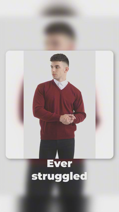 Classic Style Plain V Neck With Marl Pattern - Khaki