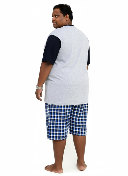 Big Size Pyjamas - Grey / Blue check - Brooklyndirect