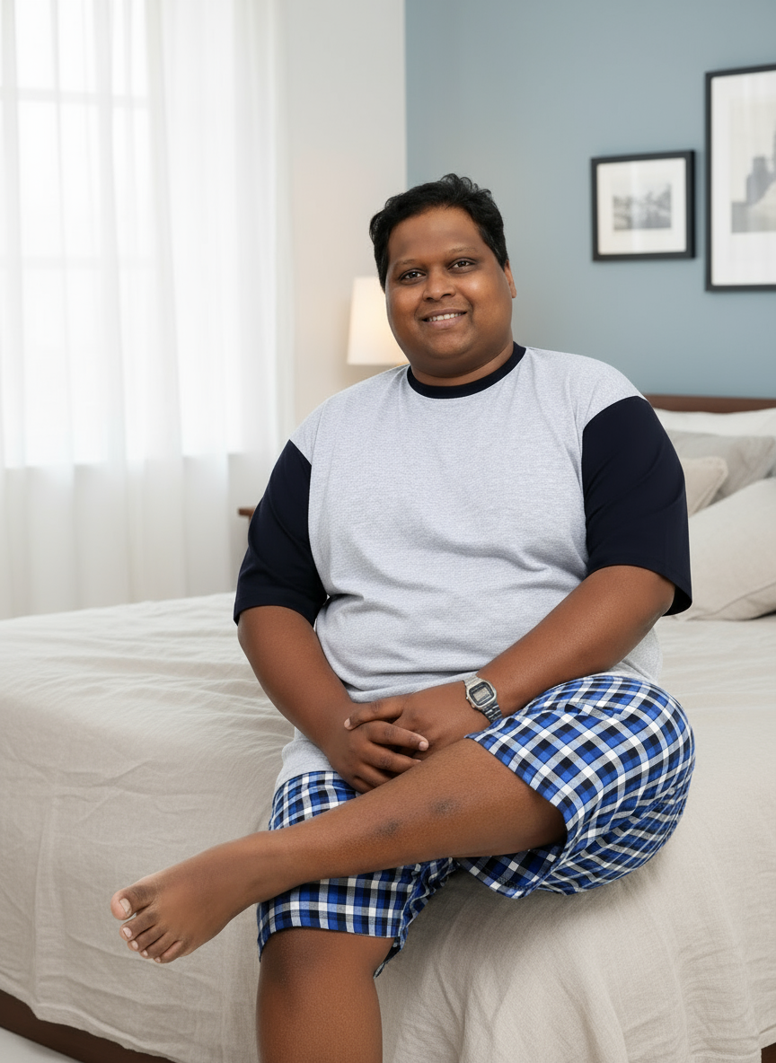 Big Size Pyjamas - Grey / Blue check - Brooklyndirect