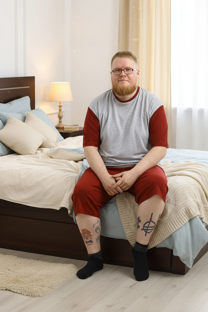 Big Size Pyjamas - Grey/Burgundy - Brooklyndirect