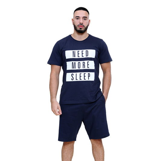 Mens Pyjama Set - 'Need More Sleep' (Short Sleeve)