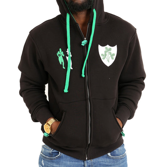 Mens Zip Fasten Rugby Hoodie With Embroidered Team Logo Ireland - Brooklyn Direct UK