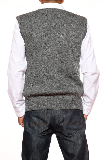 Mens Classic Sleeveless Cardigan In Charcoal/Grey - Brooklyn Direct UK