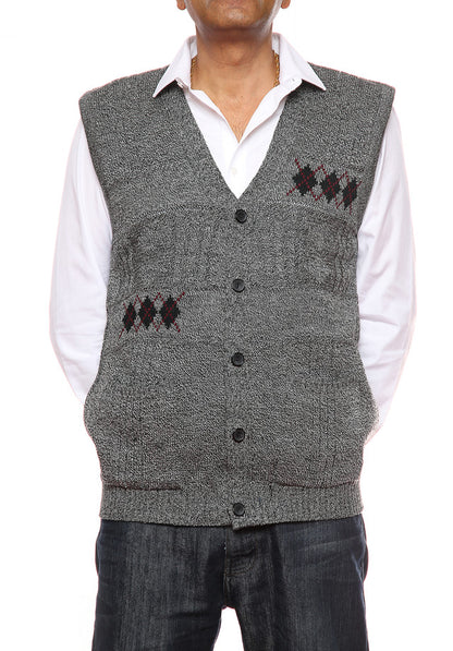 Mens Classic Sleeveless Cardigan In Charcoal/Grey - Brooklyn Direct UK